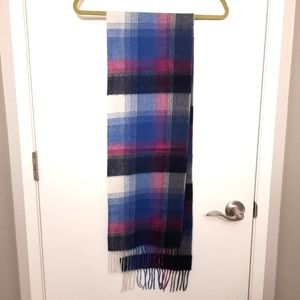 100% Cashmere Scarf - Pink, Royal Blue, Navy Blue & White Plaid - Charter Club